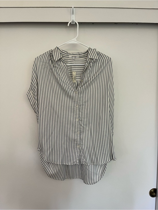 Madewell Tops - Madewell White Button-Down Shirt with light blue Vertical Stripes